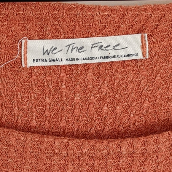 Free People We the Free Orange North Shore Thermal Tunic Oversized Top - Picture 5 of 6